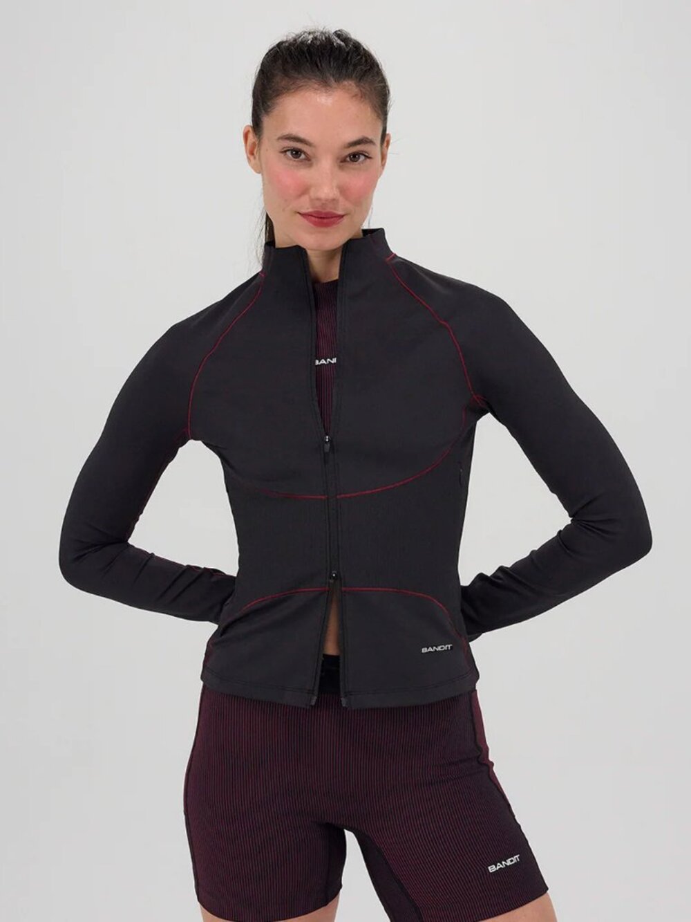 Bandit Running Stamina™ Corset 2-Way Zip Jacket - Black / Fig Size S